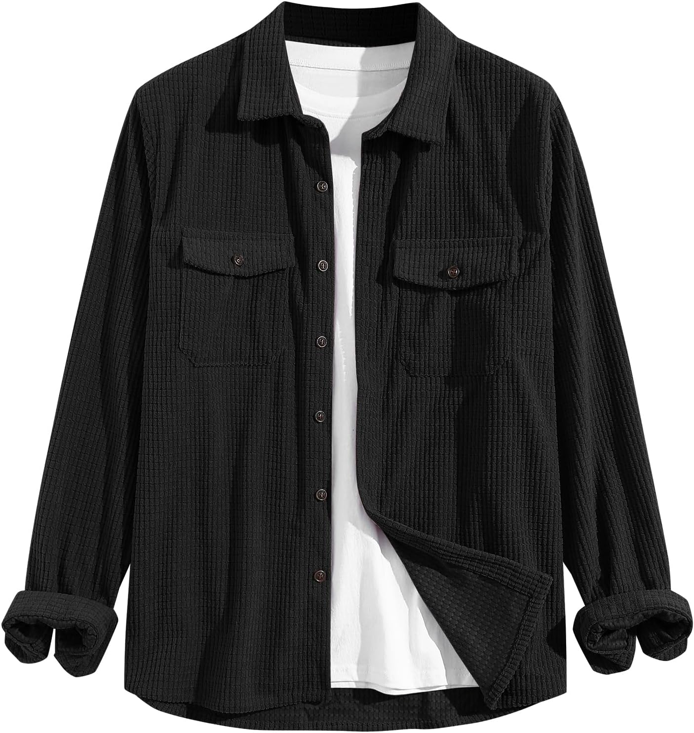 ZAFUL Mens Plaid Shirt,Long Sleeves,Classic Flannel Shirt Button Down Shirt Jacket Tops