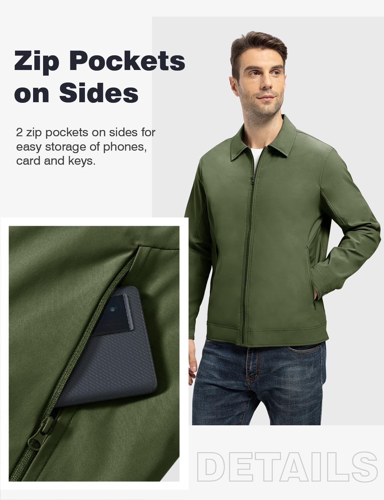 TBMPOY Men's Lightweight Jackets Casual Windbreaker Stylish Light Fall Spring Golf Work Dress Business