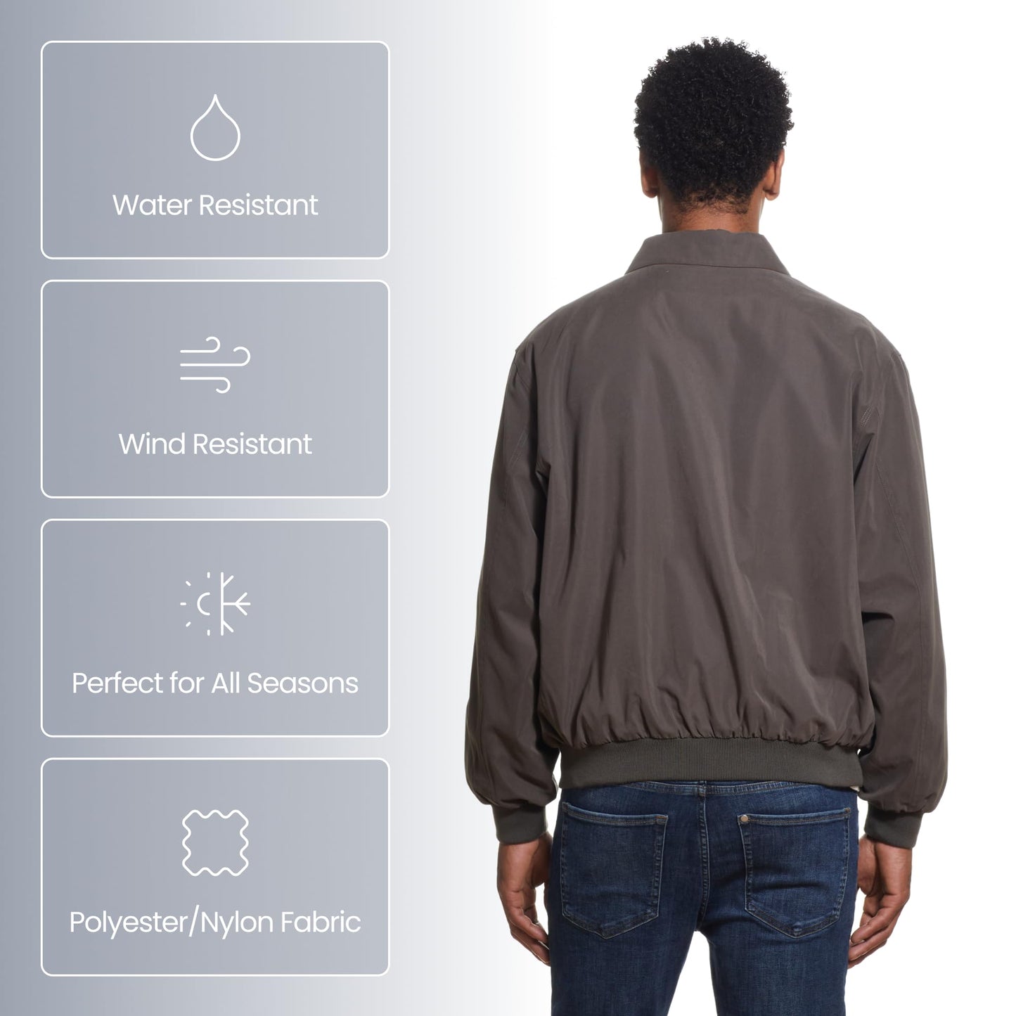 Weatherproof Men's Golf Jacket - Lightweight Windbreaker, Water-Resistant Microfiber Shell, Perfect for Golf & Casual Wear