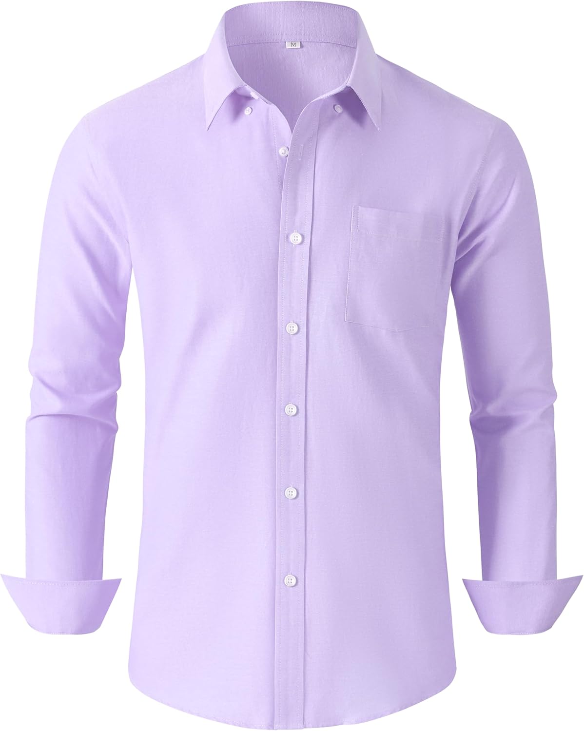 Grade 3.5 Wrinkle-Resistant Men's Lightweight Oxford Dress Shirts Long Sleeve Business Casual Pocket Shirt