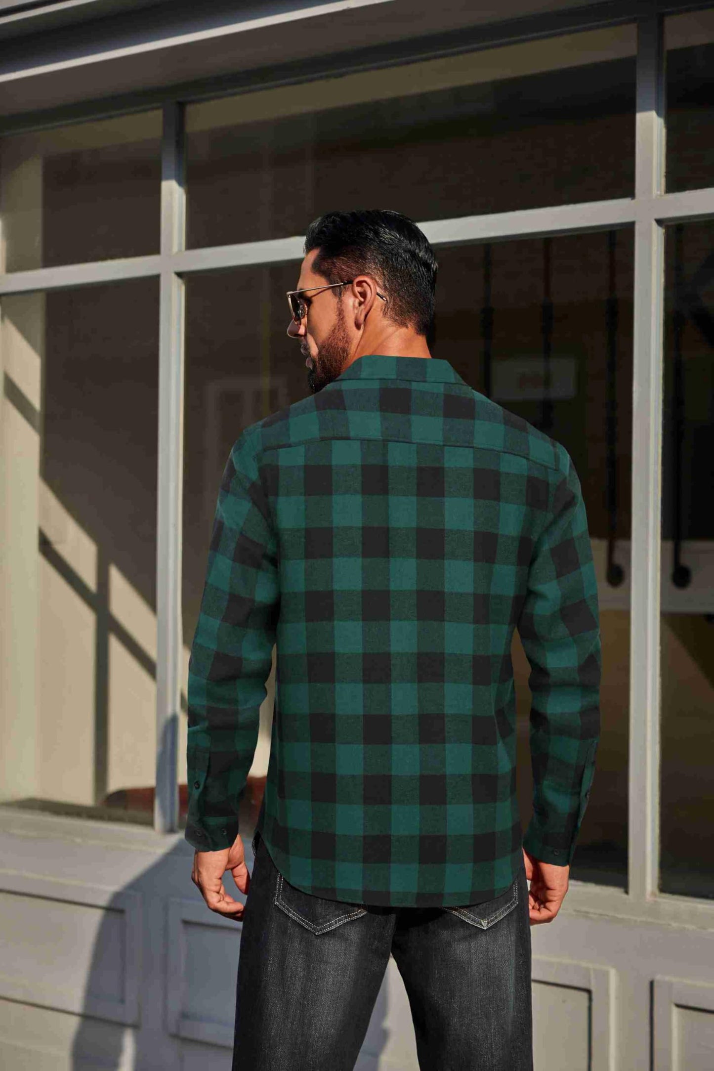 COOFANDY Mens Flannel Plaid Shirts Long Sleeve Casual Button Down Cotton Shirt with Pocket