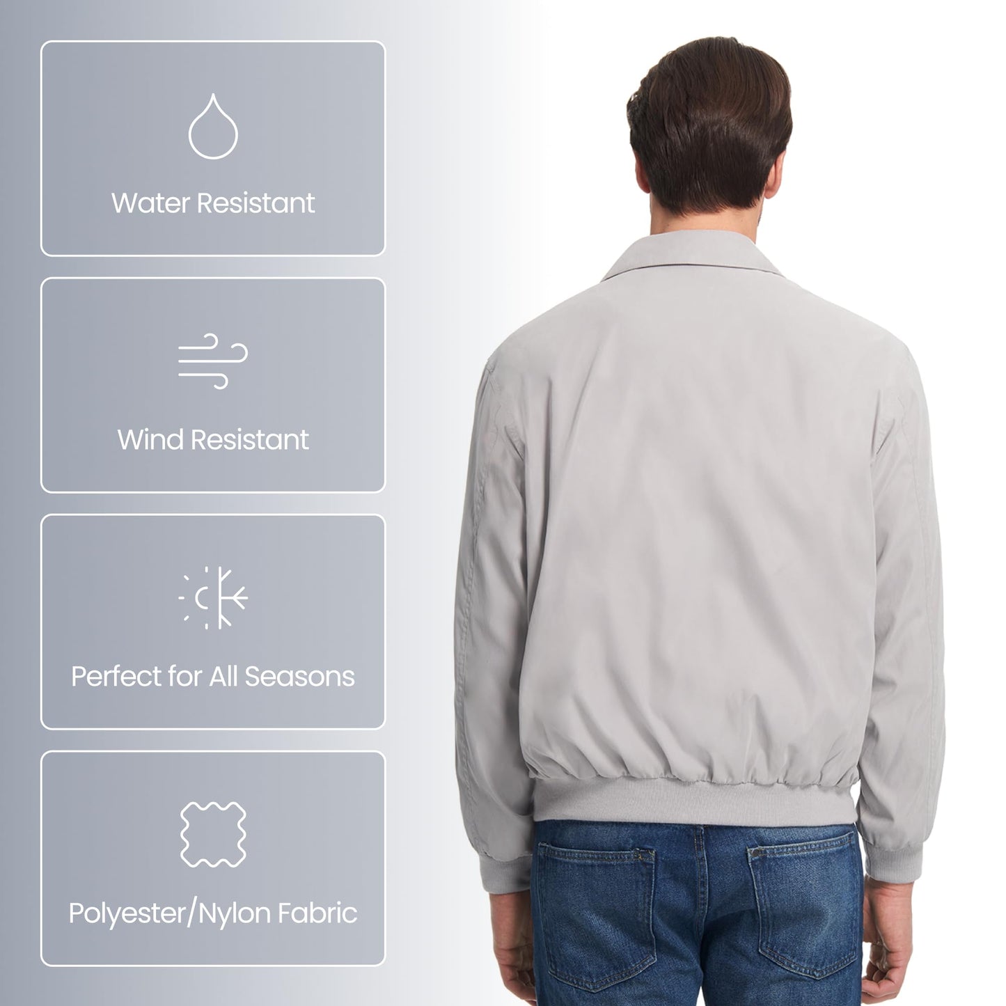 Weatherproof Men's Golf Jacket - Lightweight Windbreaker, Water-Resistant Microfiber Shell, Perfect for Golf & Casual Wear