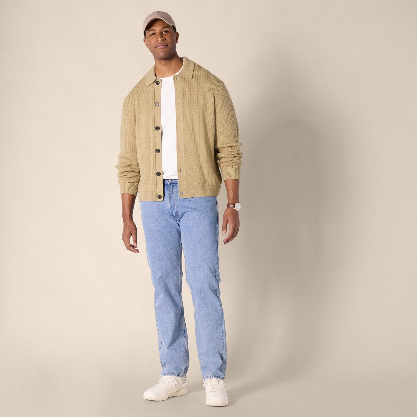 Amazon Essentials Men's Relaxed-Fit Collared Cardigan Sweater
