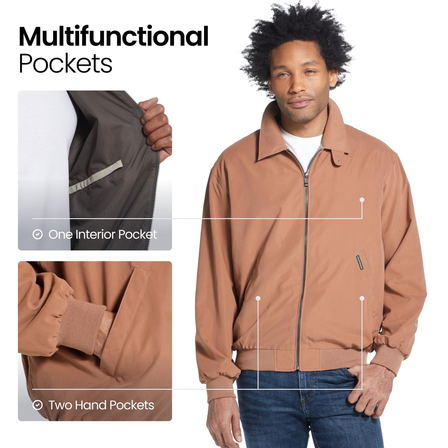 Weatherproof Men's Golf Jacket - Lightweight Windbreaker, Water-Resistant Microfiber Shell, Perfect for Golf & Casual Wear