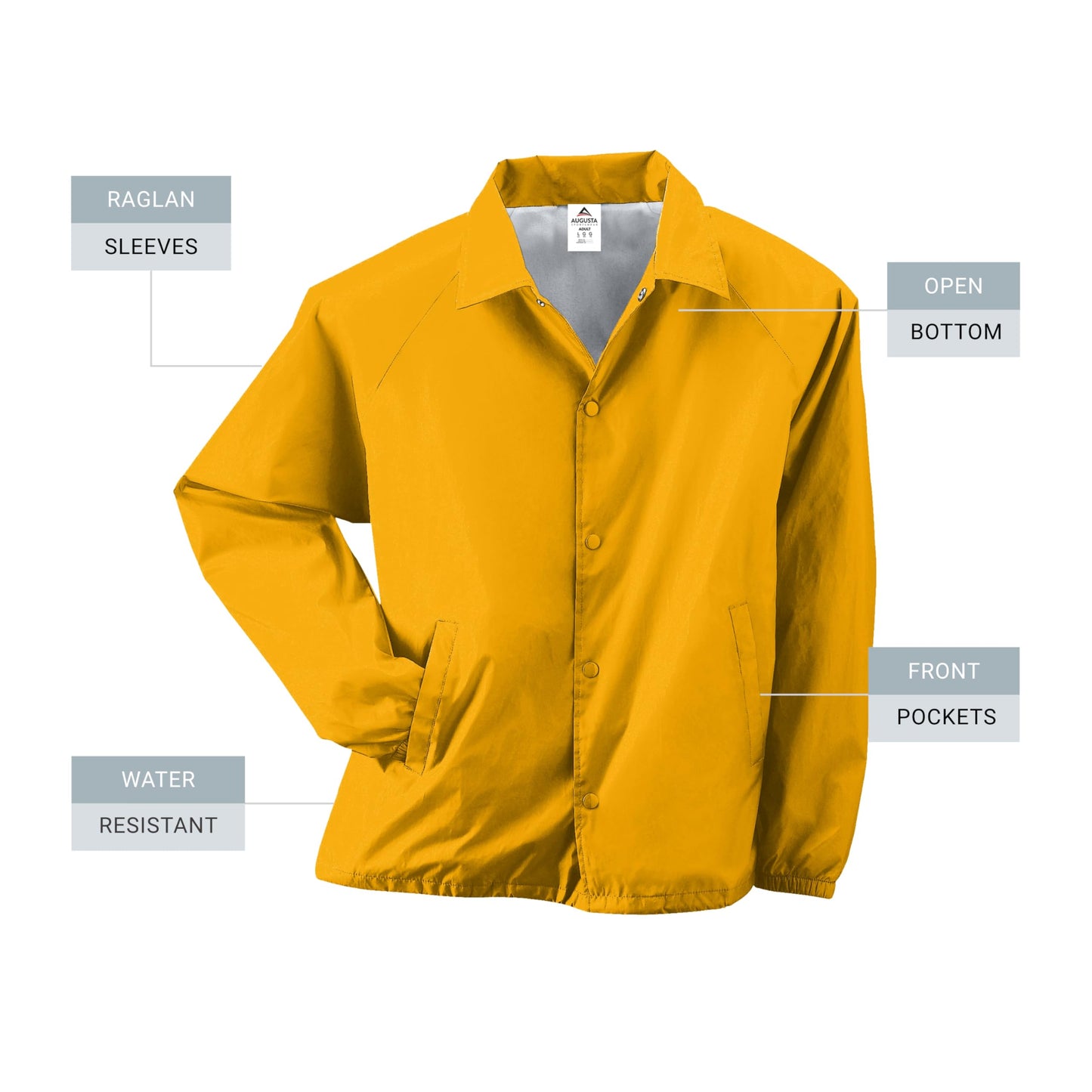 Augusta Sportswear Nylon Coach's Jacket/Lined - Rain-Ready, Water-Resistant Outerwear for Coaches & Outdoor Activities