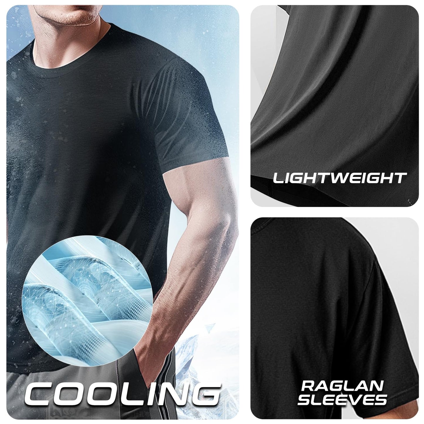 Men's Cooling Workout Shirts Bamboo Viscose Anti Odor Moisture Wicking Athletic Short Sleeve Lightweight Loose Gym Tee