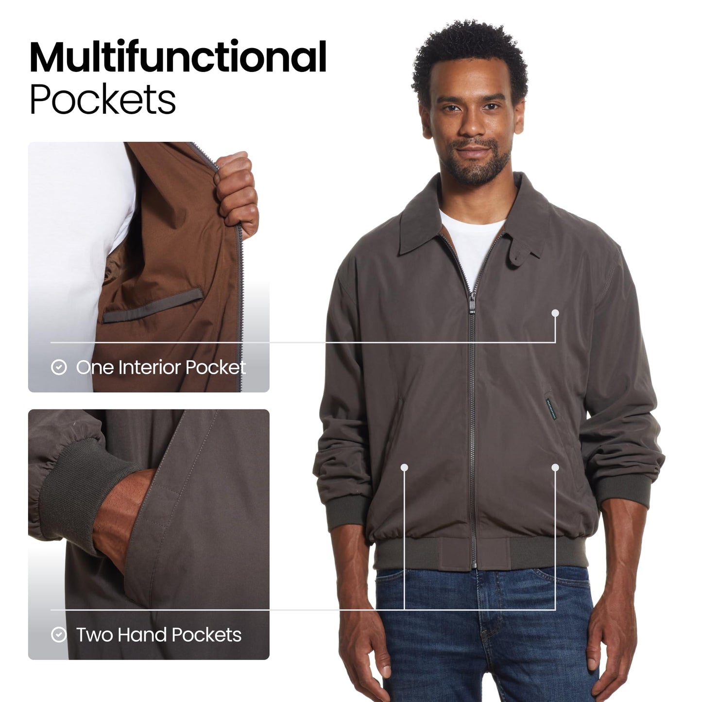 Weatherproof Men's Golf Jacket - Lightweight Windbreaker, Water-Resistant Microfiber Shell, Perfect for Golf & Casual Wear