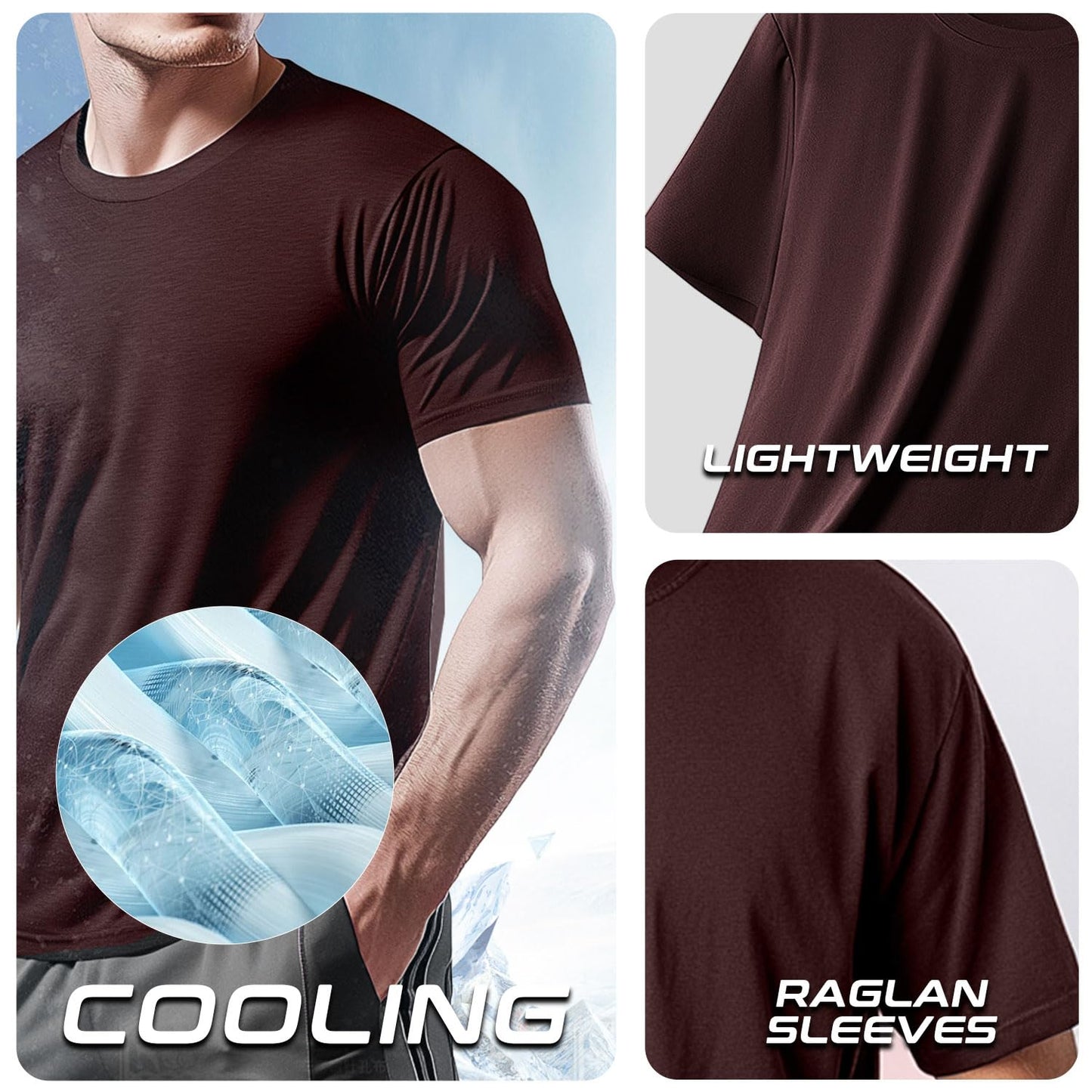 Men's Cooling Workout Shirts Bamboo Viscose Anti Odor Moisture Wicking Athletic Short Sleeve Lightweight Loose Gym Tee