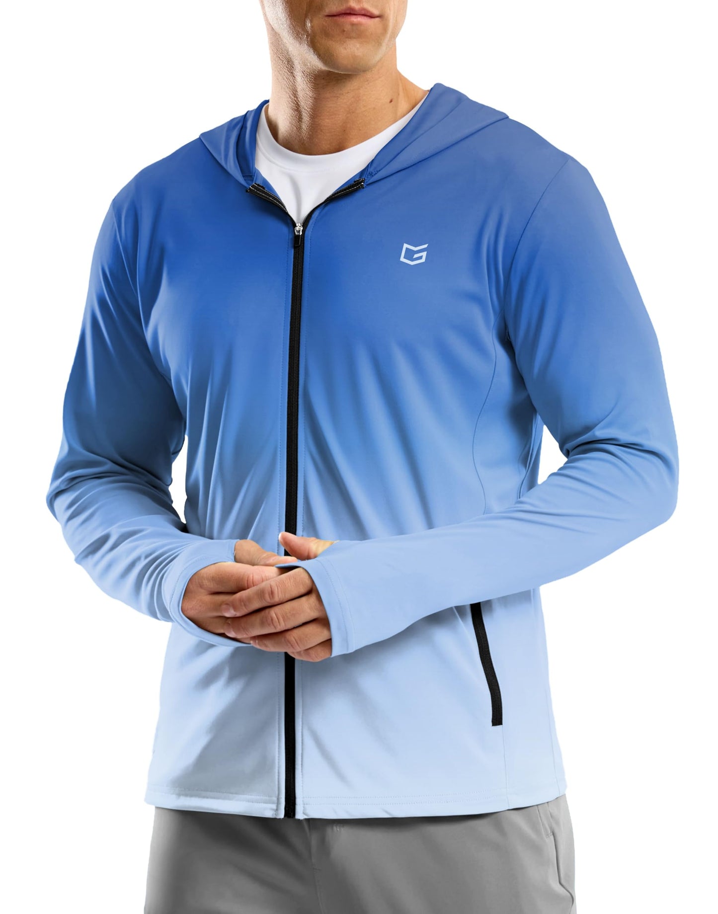 G Gradual Men's UPF 50+ Sun Protection Hoodie Jacket Lightweight Full Zip Hoodies Long Sleeve Shirts for Men Hiking Fishing