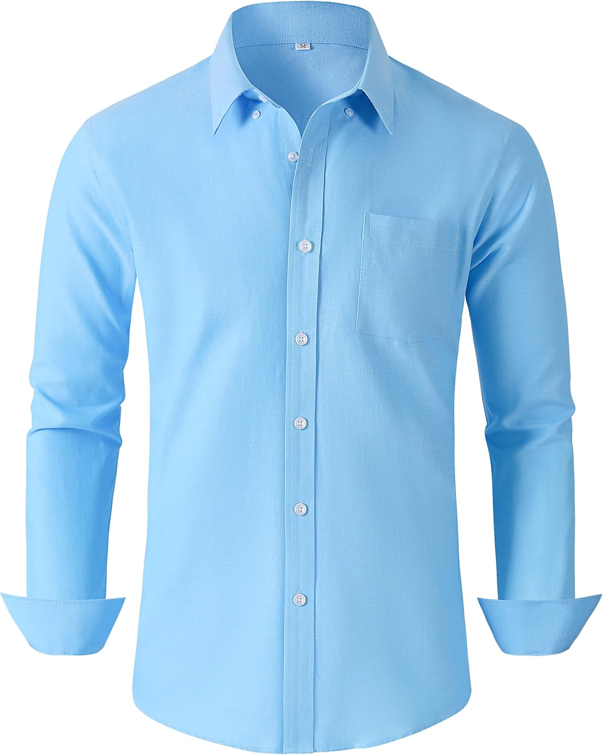 Grade 3.5 Wrinkle-Resistant Men's Lightweight Oxford Dress Shirts Long Sleeve Business Casual Pocket Shirt