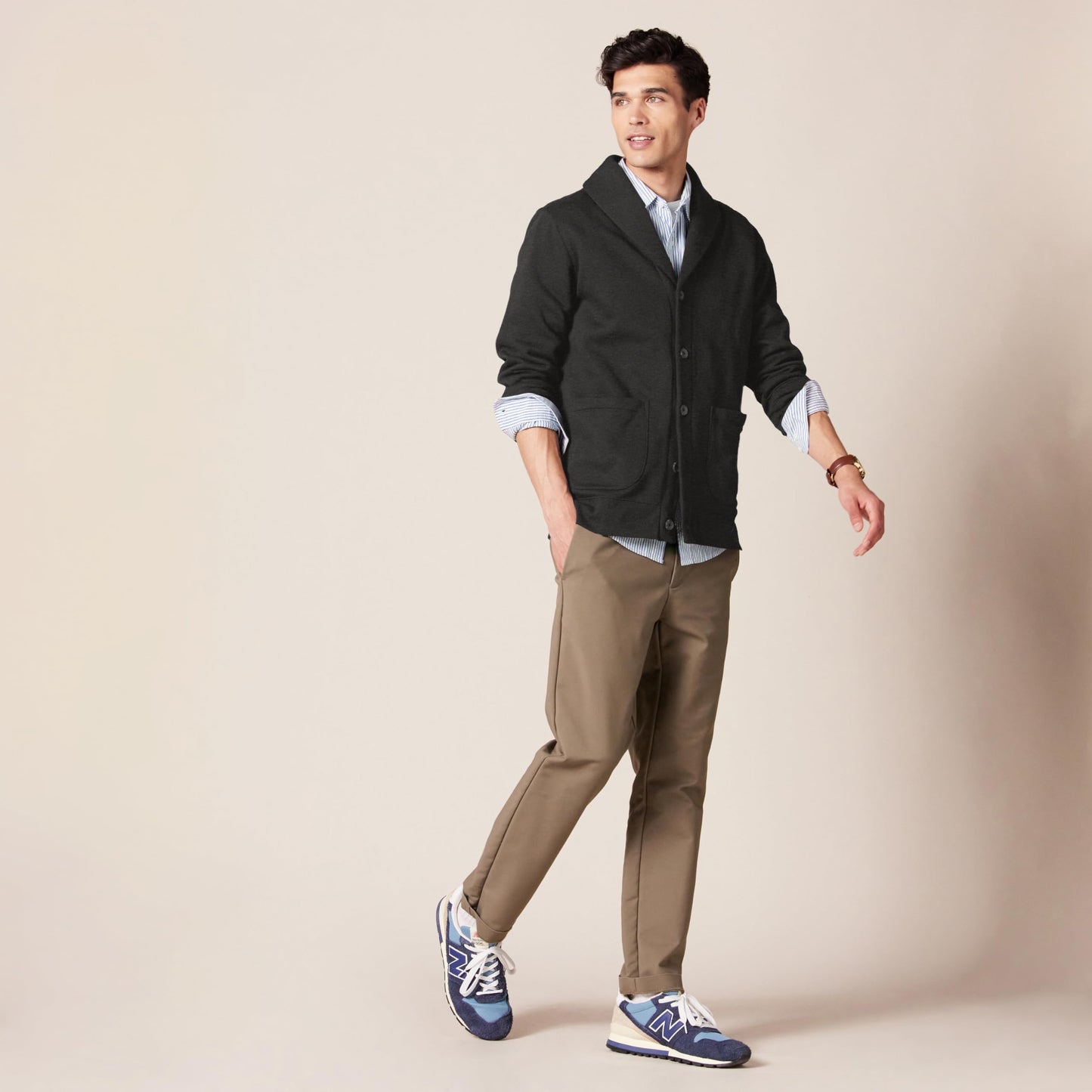 Amazon Essentials Men's Long-Sleeve Fleece Shawl-Collar Cardigan