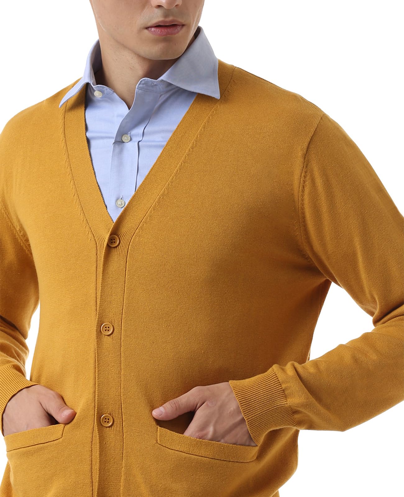 QUALFORT Men's 100% Cotton Cardigan Sweater Casual V-Neck Button Down Knitted Outerwear with Pockets Fall Fashion 2025