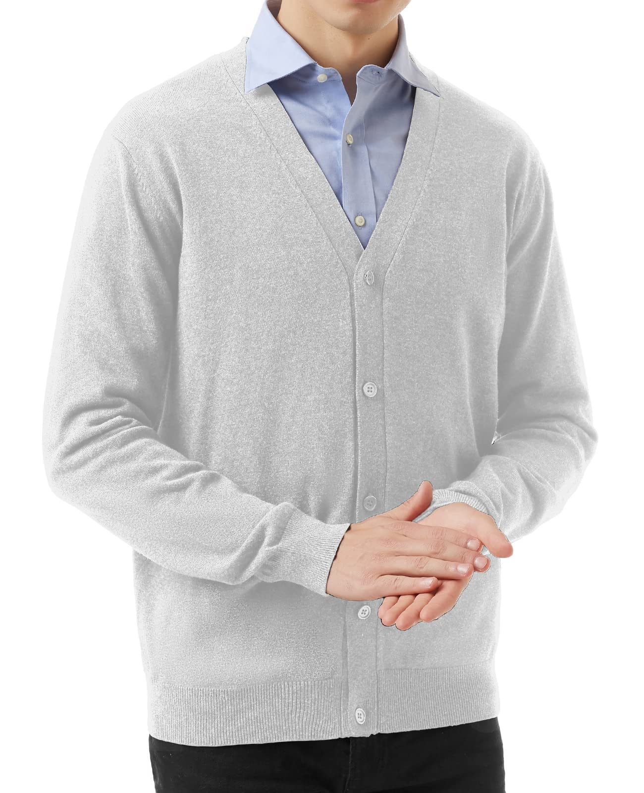 QUALFORT Men's 100% Cotton Cardigan Sweater Casual V-Neck Button Down Knitted Outerwear with Pockets Fall Fashion 2025