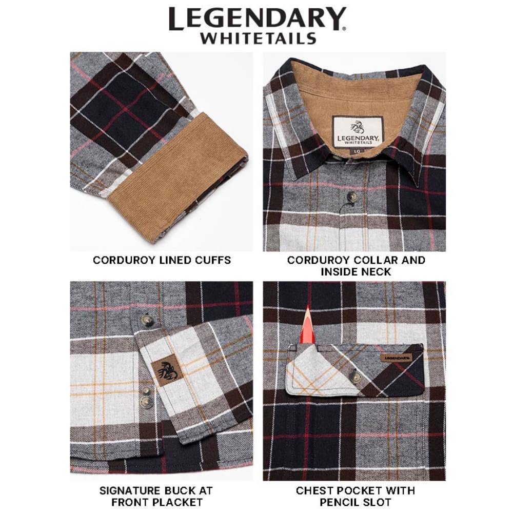 Legendary Whitetails mens Flannel Shirt Long Sleeve Button Down 100% Cotton