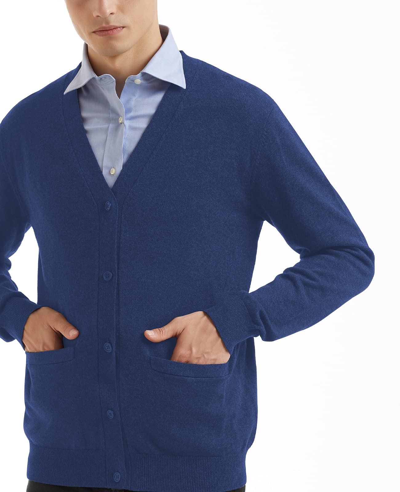 QUALFORT Men's 100% Cotton Cardigan Sweater Casual V-Neck Button Down Knitted Outerwear with Pockets Fall Fashion 2025