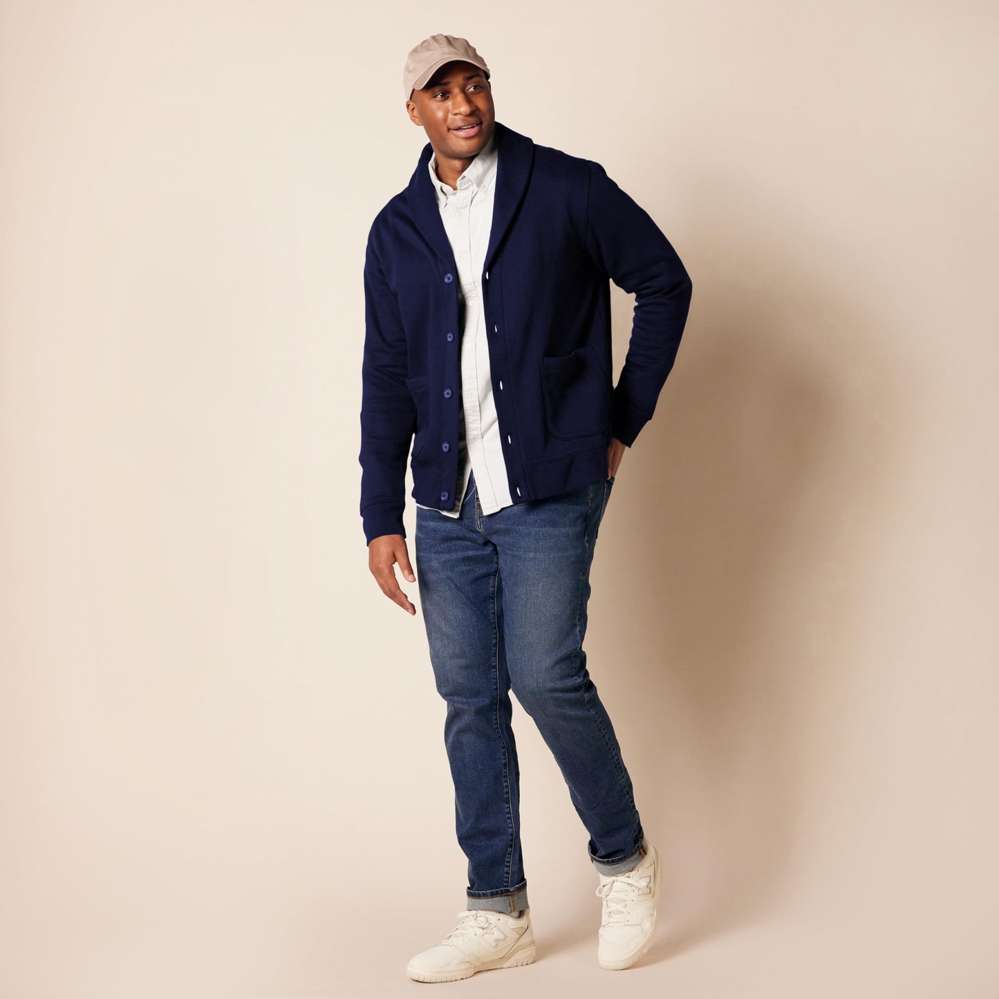 Amazon Essentials Men's Long-Sleeve Fleece Shawl-Collar Cardigan