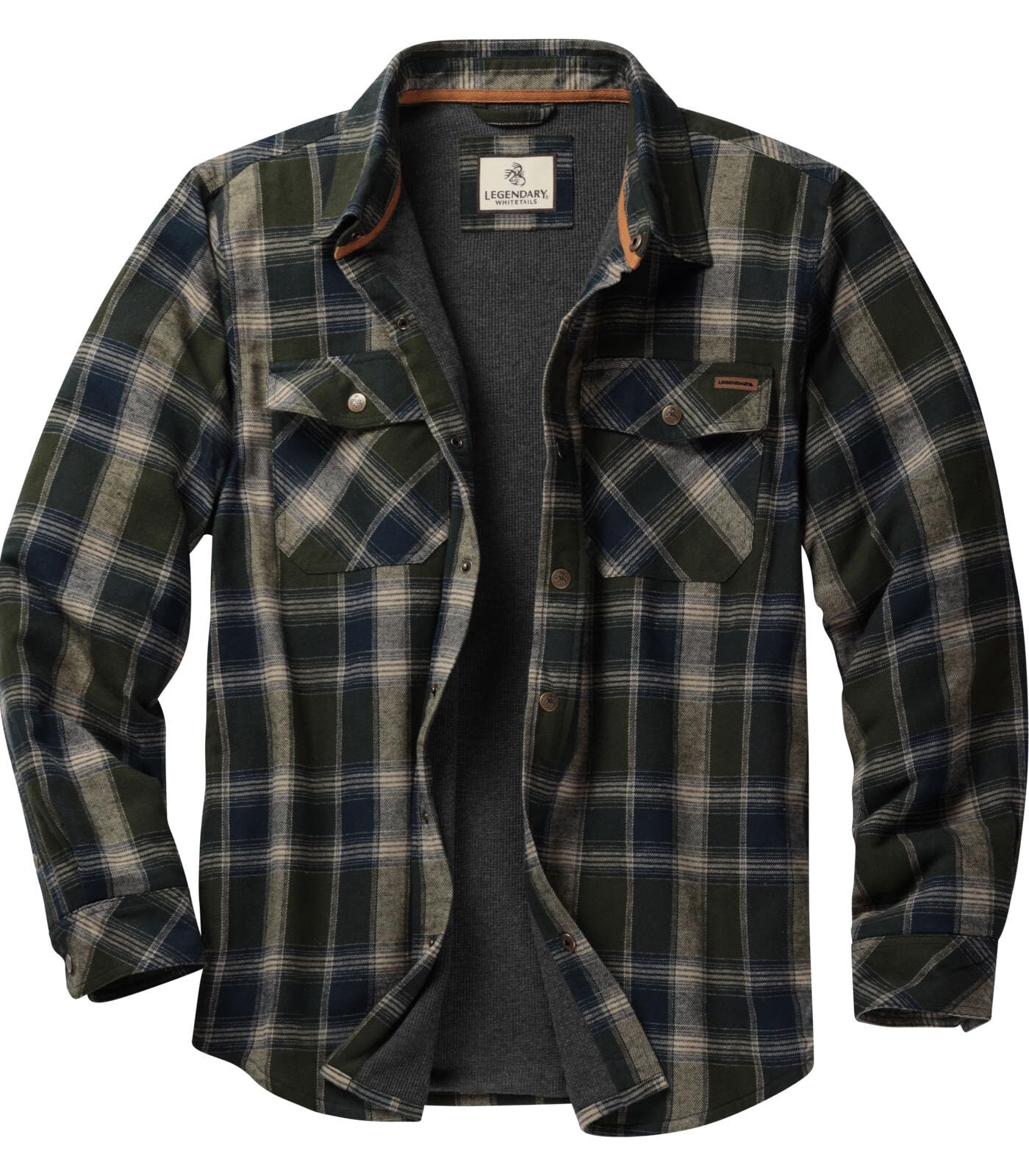 Legendary Whitetails Men's Thermal Lined Shirt Jacket Plaid Flannel Polyfill Insulated
