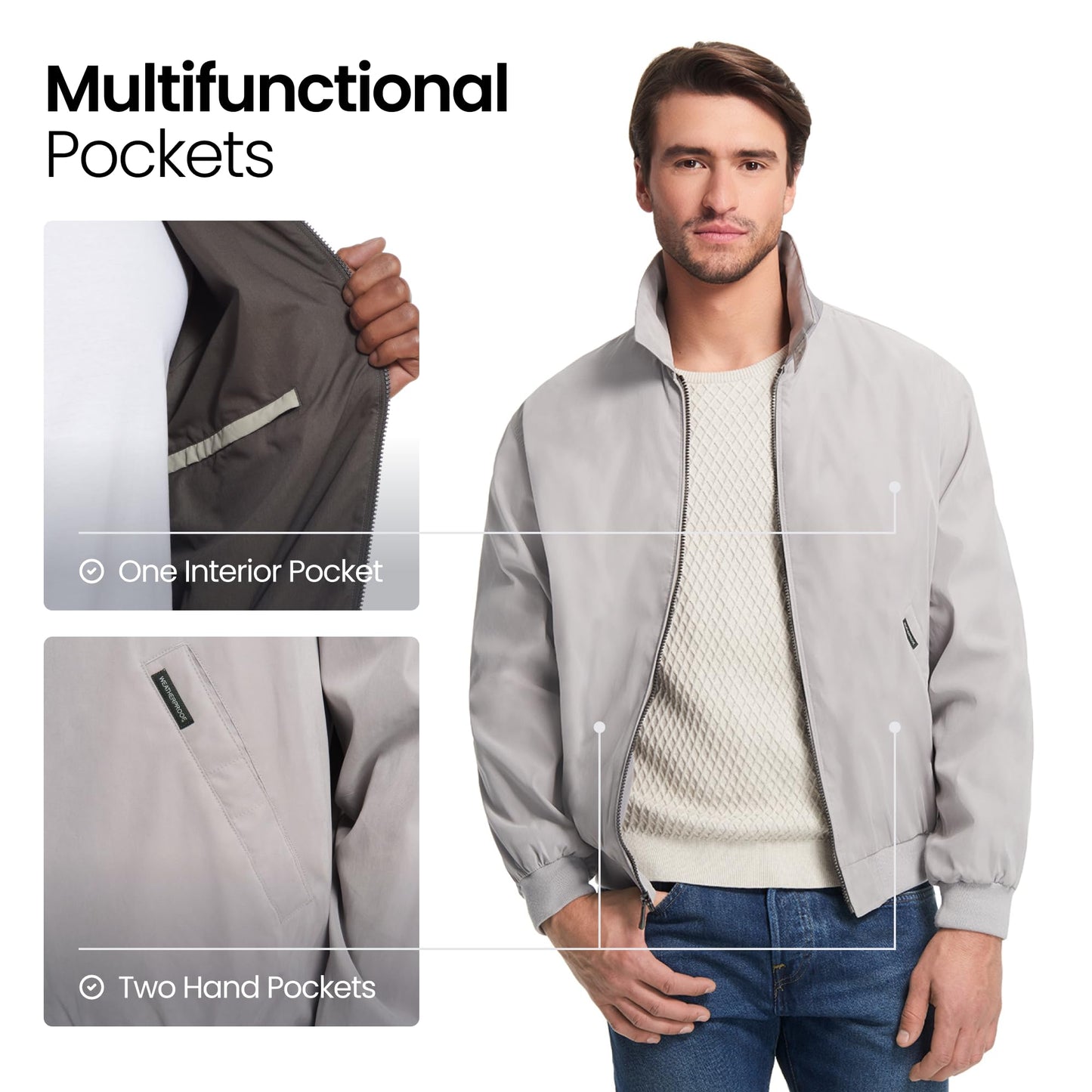 Weatherproof Men's Golf Jacket - Lightweight Windbreaker, Water-Resistant Microfiber Shell, Perfect for Golf & Casual Wear