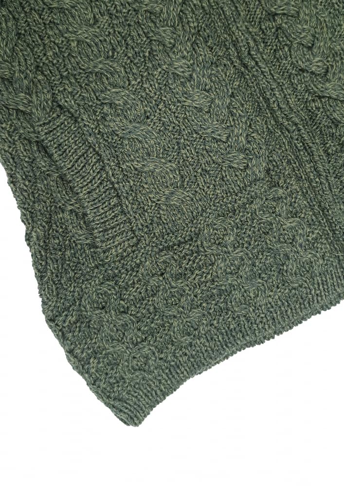 Aran Crafts Irish Women's Double Collar Zip Cardigan (100% Merino Wool)
