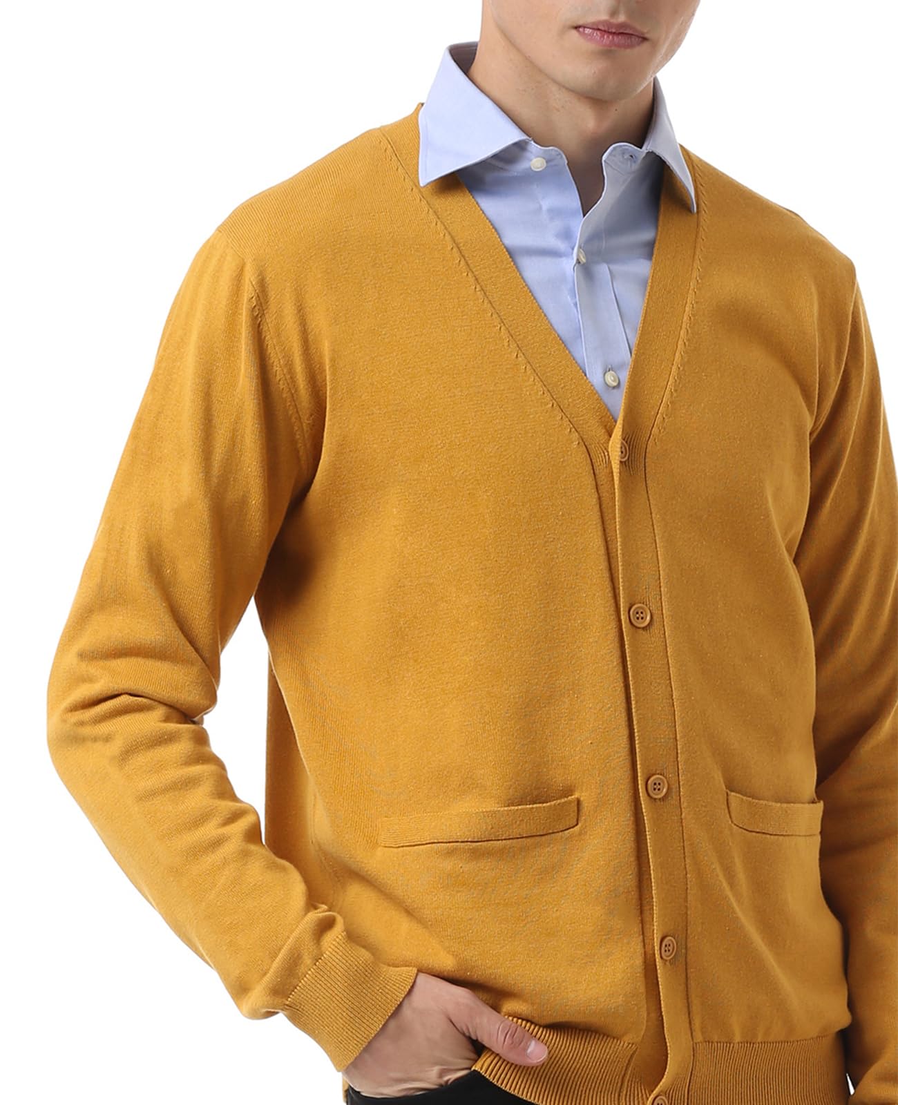 QUALFORT Men's 100% Cotton Cardigan Sweater Casual V-Neck Button Down Knitted Outerwear with Pockets Fall Fashion 2025