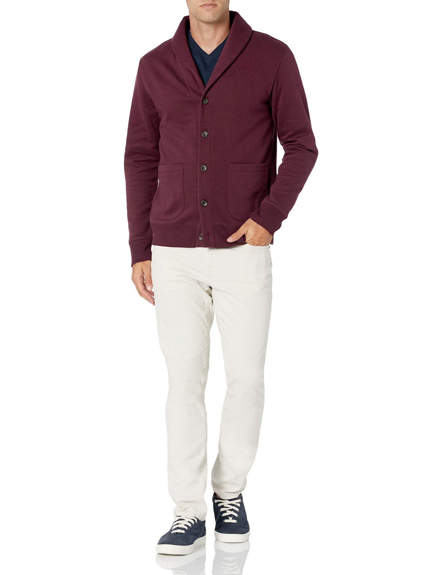 Amazon Essentials Men's Long-Sleeve Fleece Shawl-Collar Cardigan