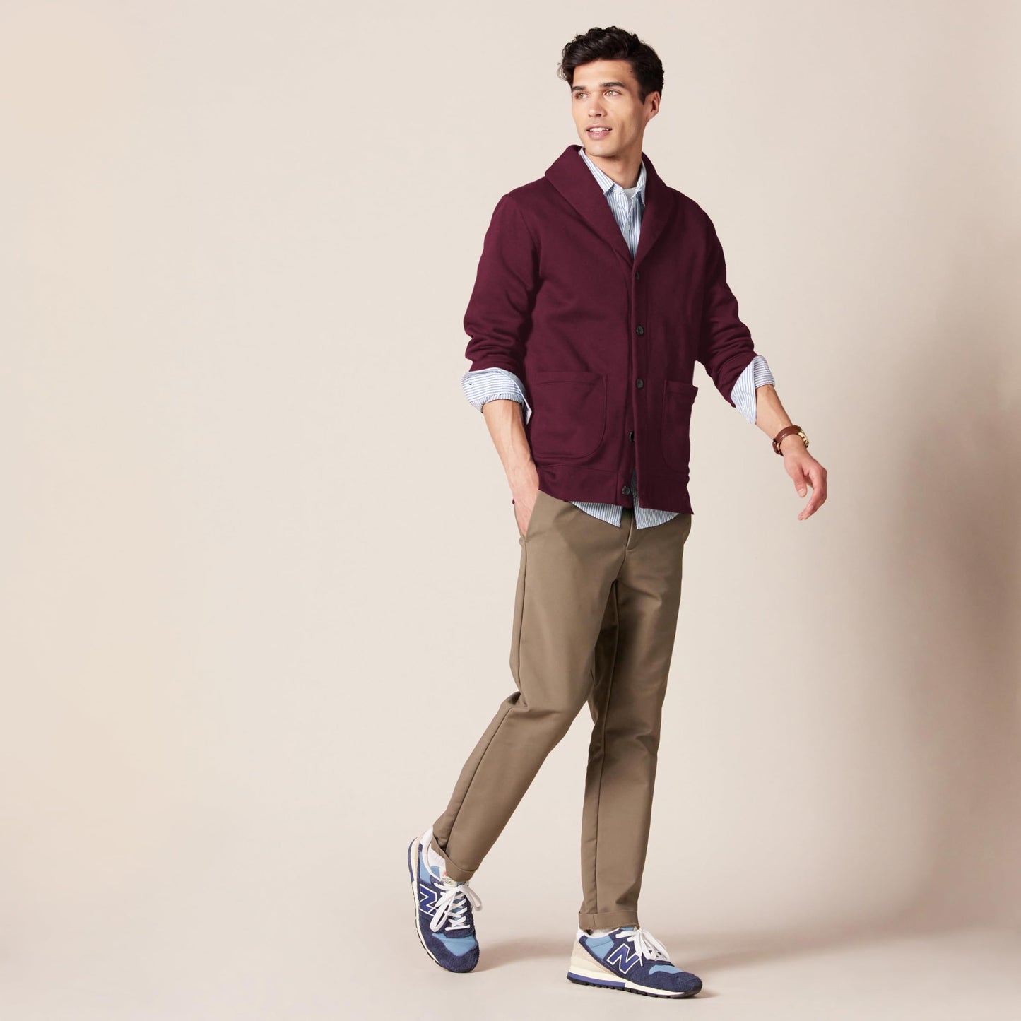 Amazon Essentials Men's Long-Sleeve Fleece Shawl-Collar Cardigan