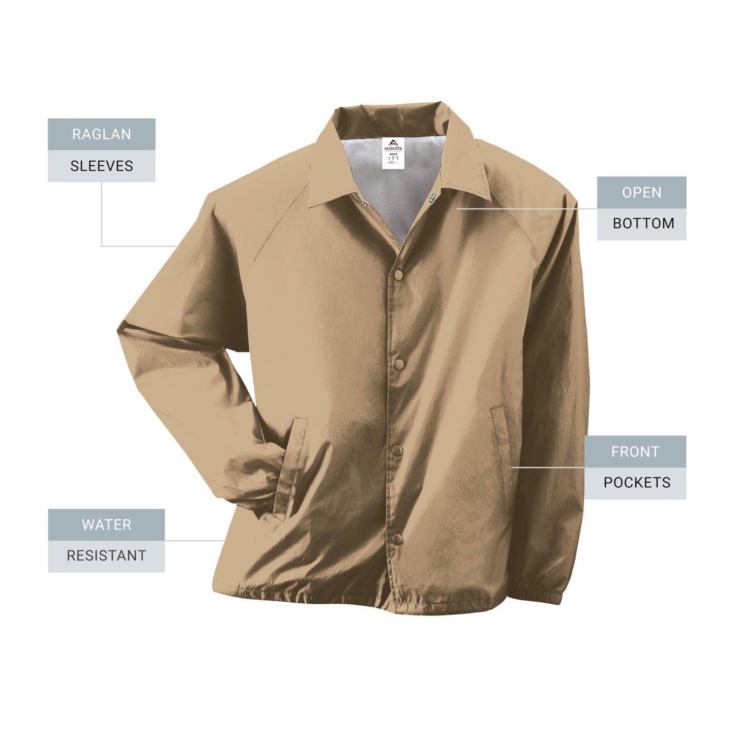 Augusta Sportswear Nylon Coach's Jacket/Lined - Rain-Ready, Water-Resistant Outerwear for Coaches & Outdoor Activities