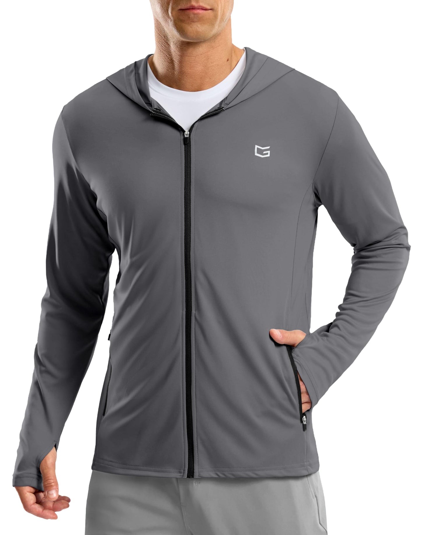 G Gradual Men's UPF 50+ Sun Protection Hoodie Jacket Lightweight Full Zip Hoodies Long Sleeve Shirts for Men Hiking Fishing