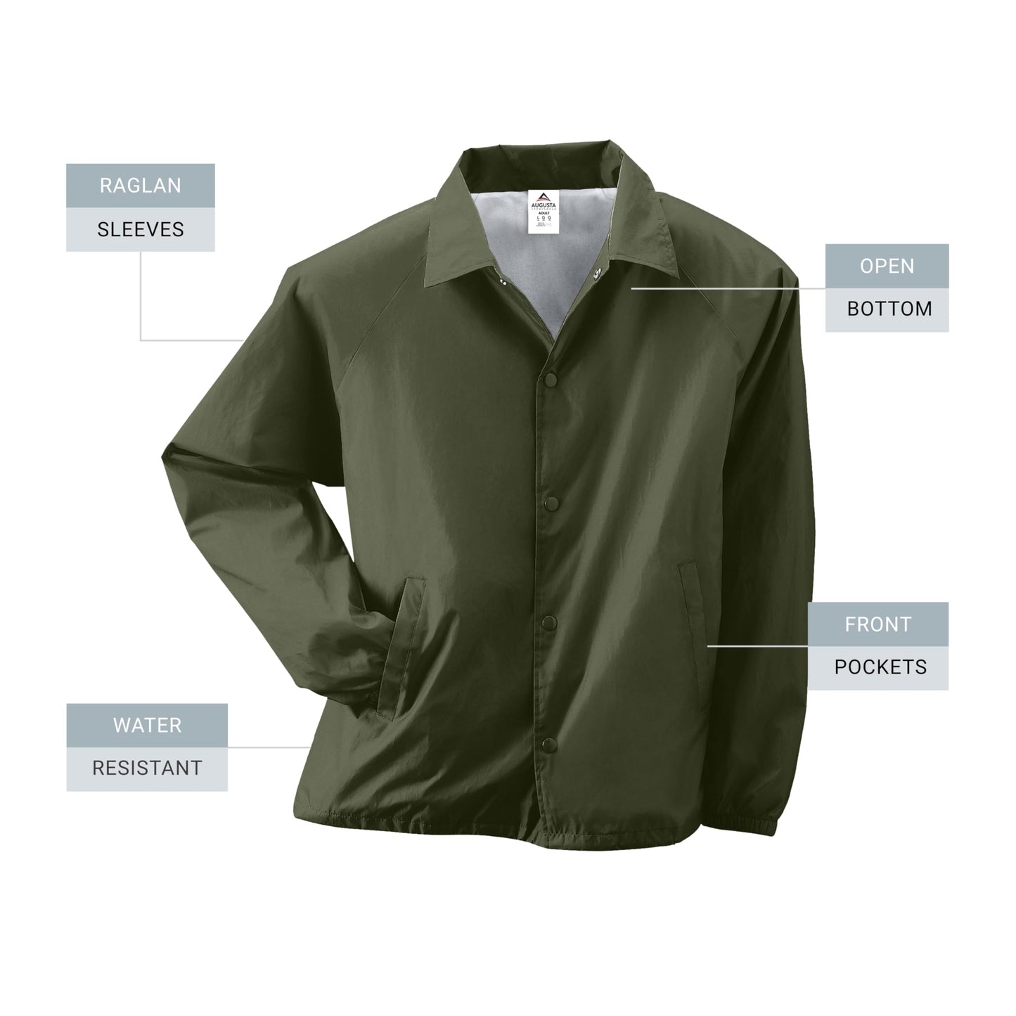 Augusta Sportswear Nylon Coach's Jacket/Lined - Rain-Ready, Water-Resistant Outerwear for Coaches & Outdoor Activities