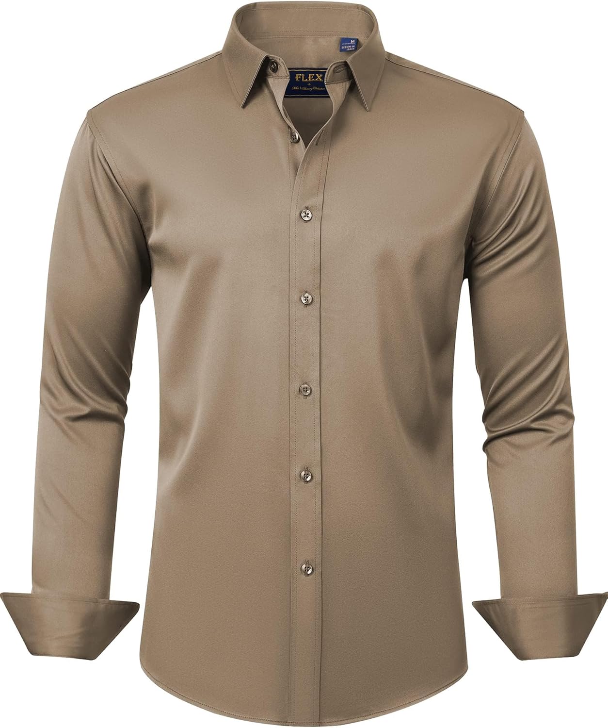 J.VER Men's Dress Shirts Solid Long Sleeve Stretch Wrinkle-Free Formal Shirt Business Casual Button Down Shirts