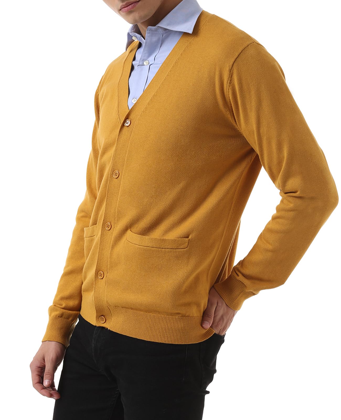 QUALFORT Men's 100% Cotton Cardigan Sweater Casual V-Neck Button Down Knitted Outerwear with Pockets Fall Fashion 2025
