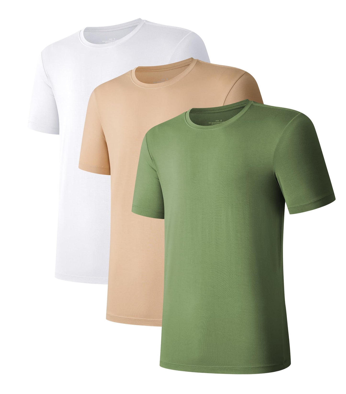 COLORFULLEAF Men's Undershirts Bamboo Rayon Short Sleeve Crewneck/V-Neck Tees Slim-fit T-Shirts 3 or 5 Pack