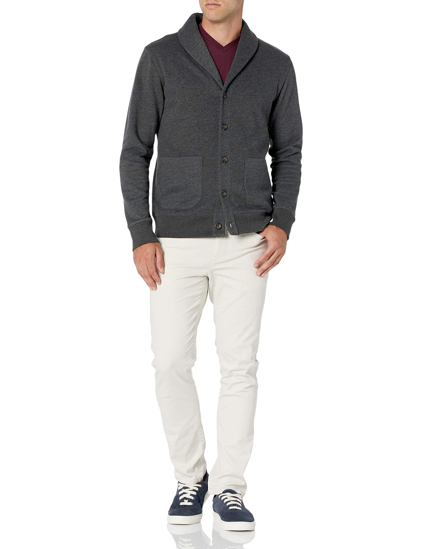 Amazon Essentials Men's Long-Sleeve Fleece Shawl-Collar Cardigan