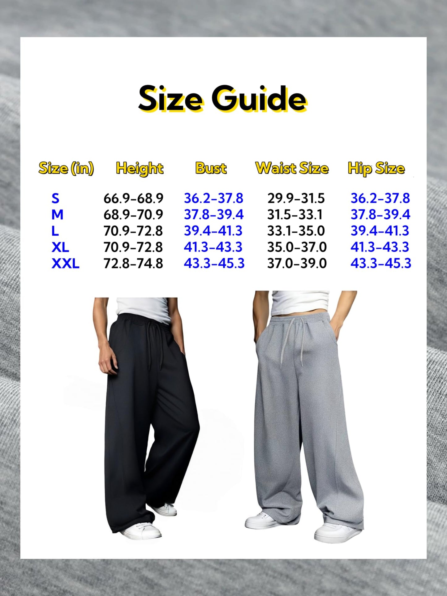 Men’s Baggy Sweatpants with Elastic Drawstring Waist, Wide-Leg Casual Loose Cotton Joggers with Deep Pockets
