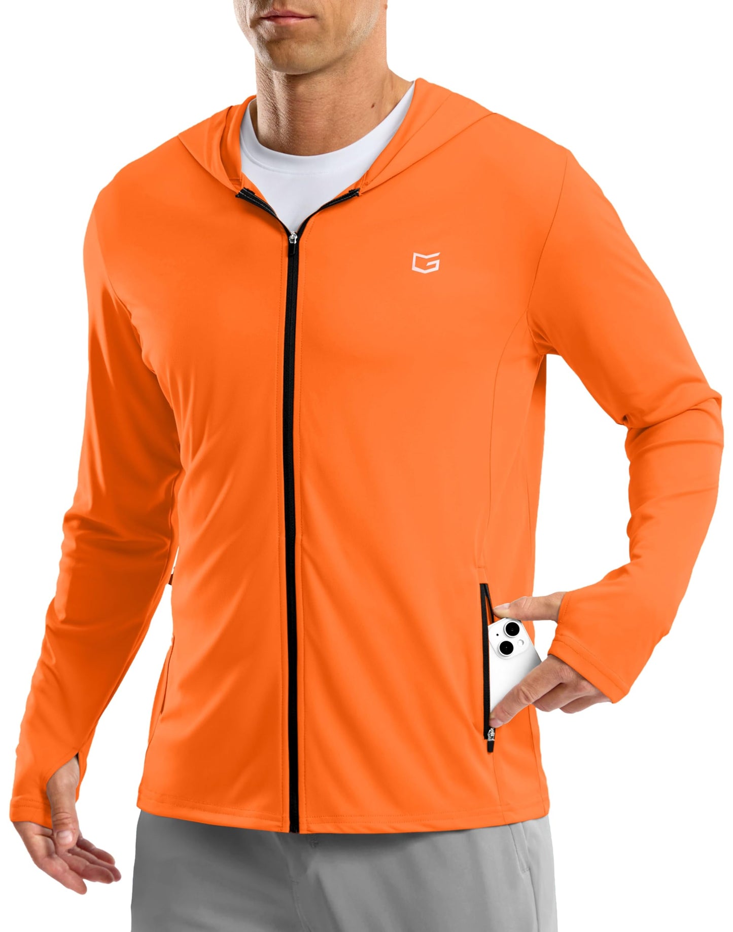 G Gradual Men's UPF 50+ Sun Protection Hoodie Jacket Lightweight Full Zip Hoodies Long Sleeve Shirts for Men Hiking Fishing