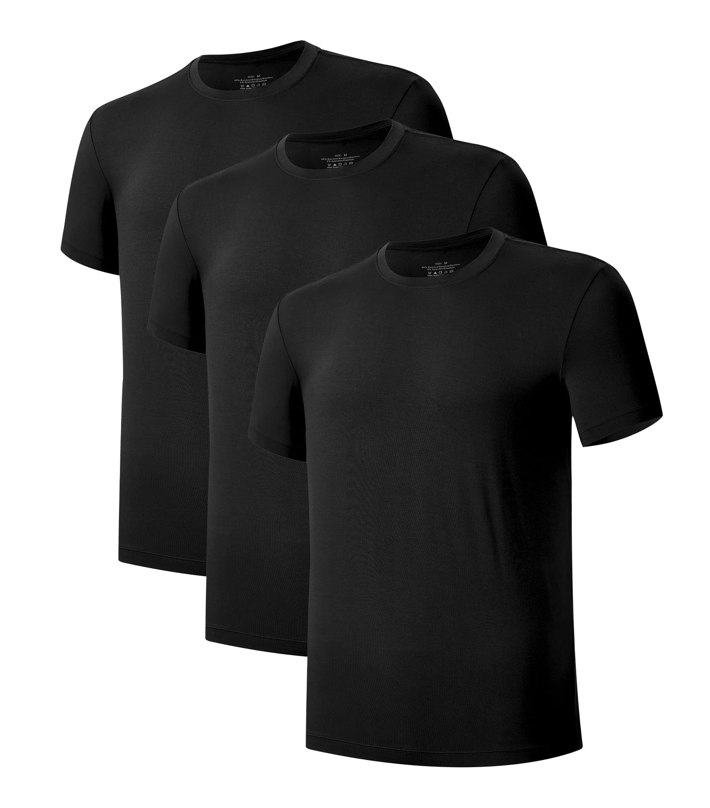 COLORFULLEAF Men's Undershirts Bamboo Rayon Short Sleeve Crewneck/V-Neck Tees Slim-fit T-Shirts 3 or 5 Pack