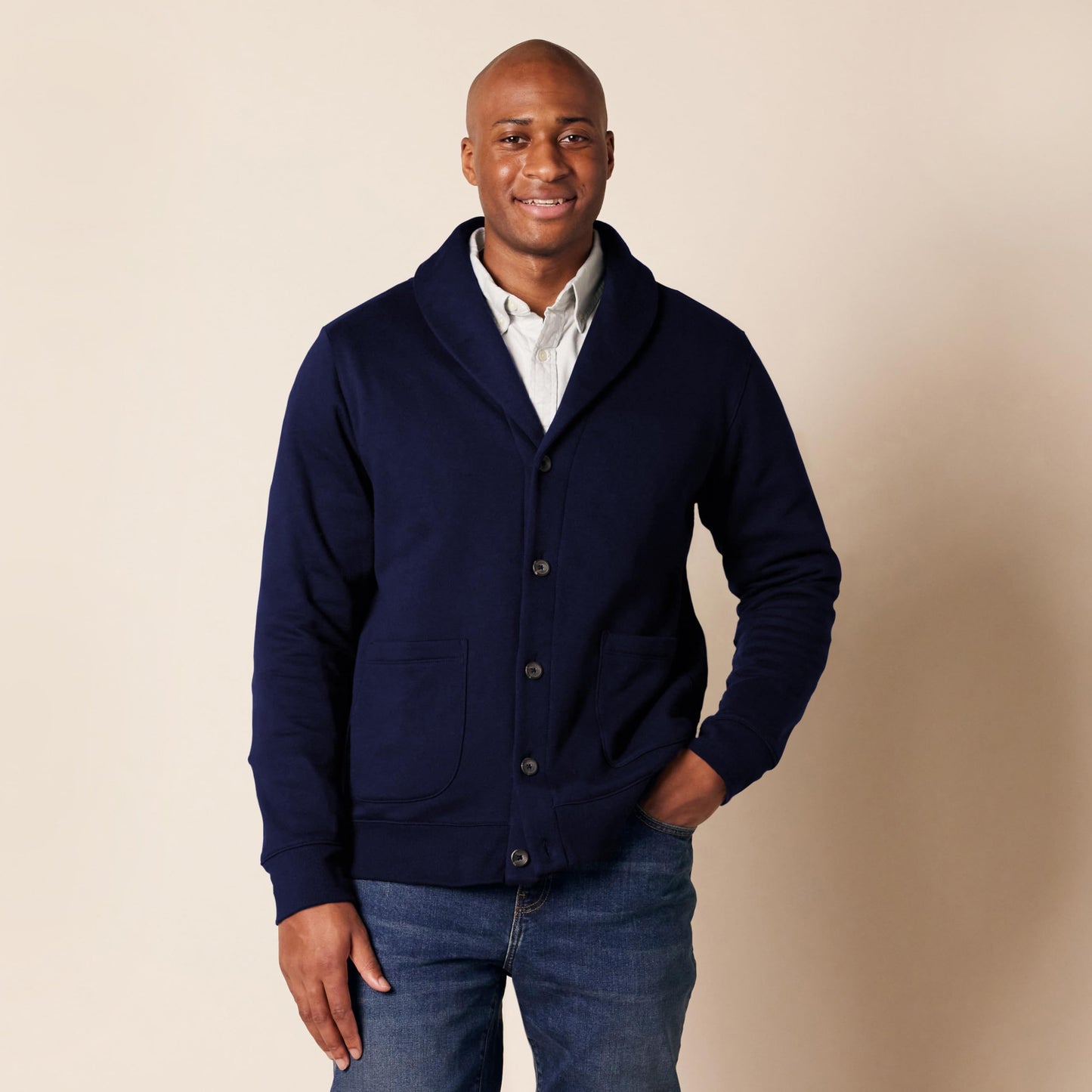 Amazon Essentials Men's Long-Sleeve Fleece Shawl-Collar Cardigan