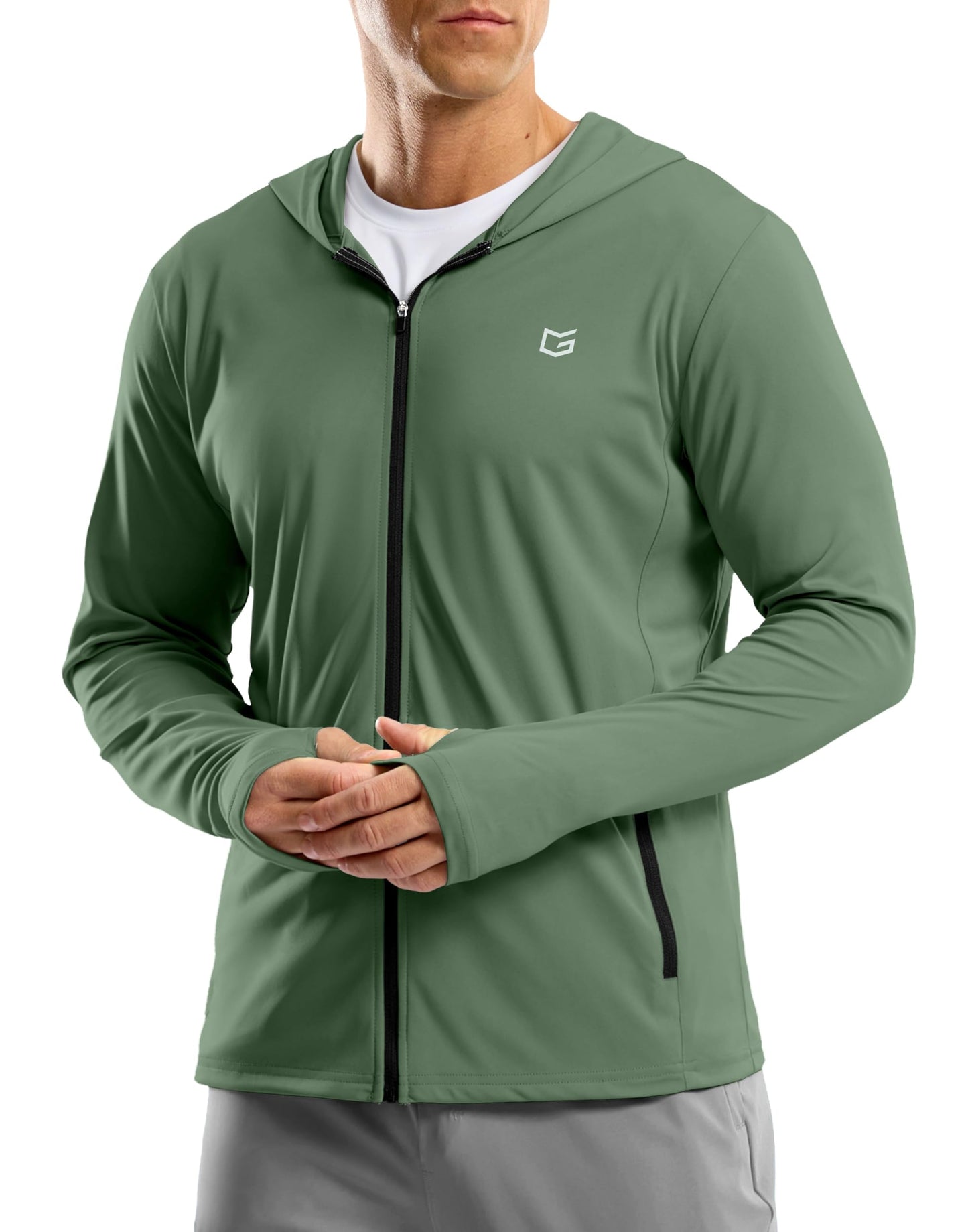G Gradual Men's UPF 50+ Sun Protection Hoodie Jacket Lightweight Full Zip Hoodies Long Sleeve Shirts for Men Hiking Fishing