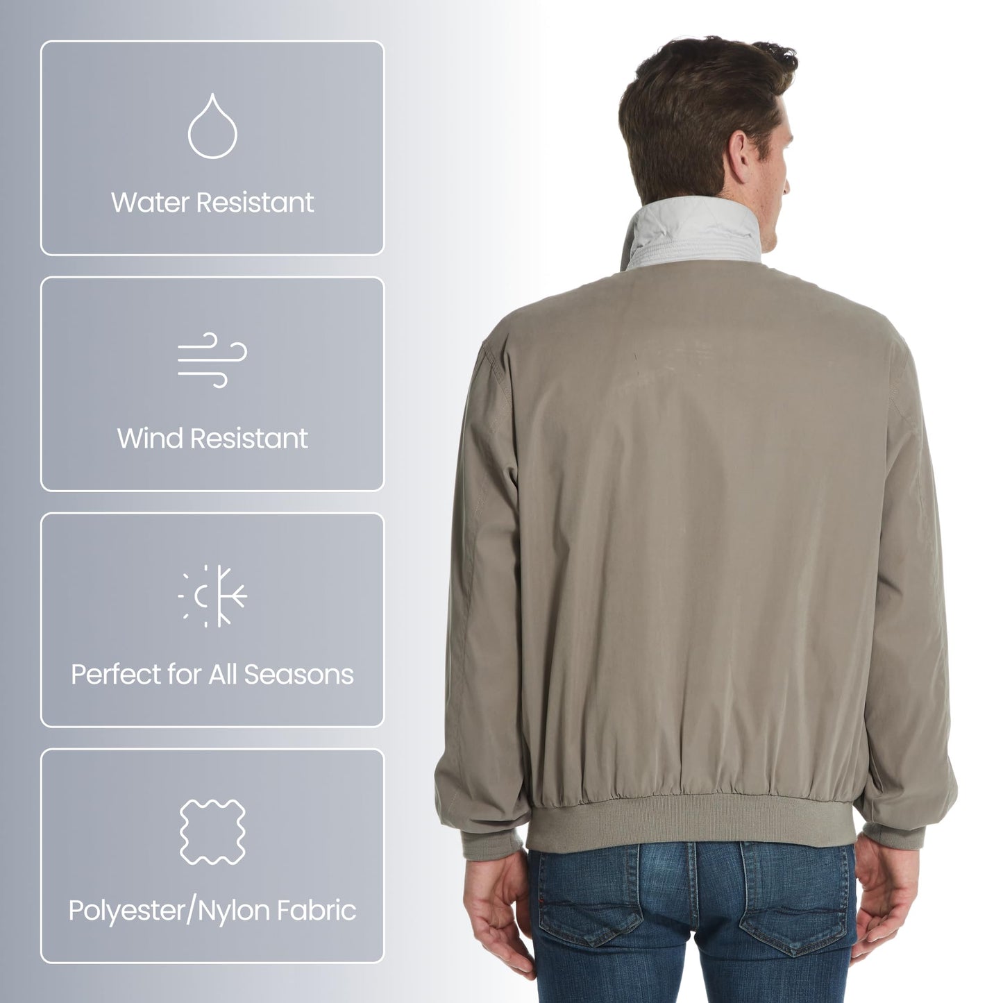 Weatherproof Men's Golf Jacket - Lightweight Windbreaker, Water-Resistant Microfiber Shell, Perfect for Golf & Casual Wear