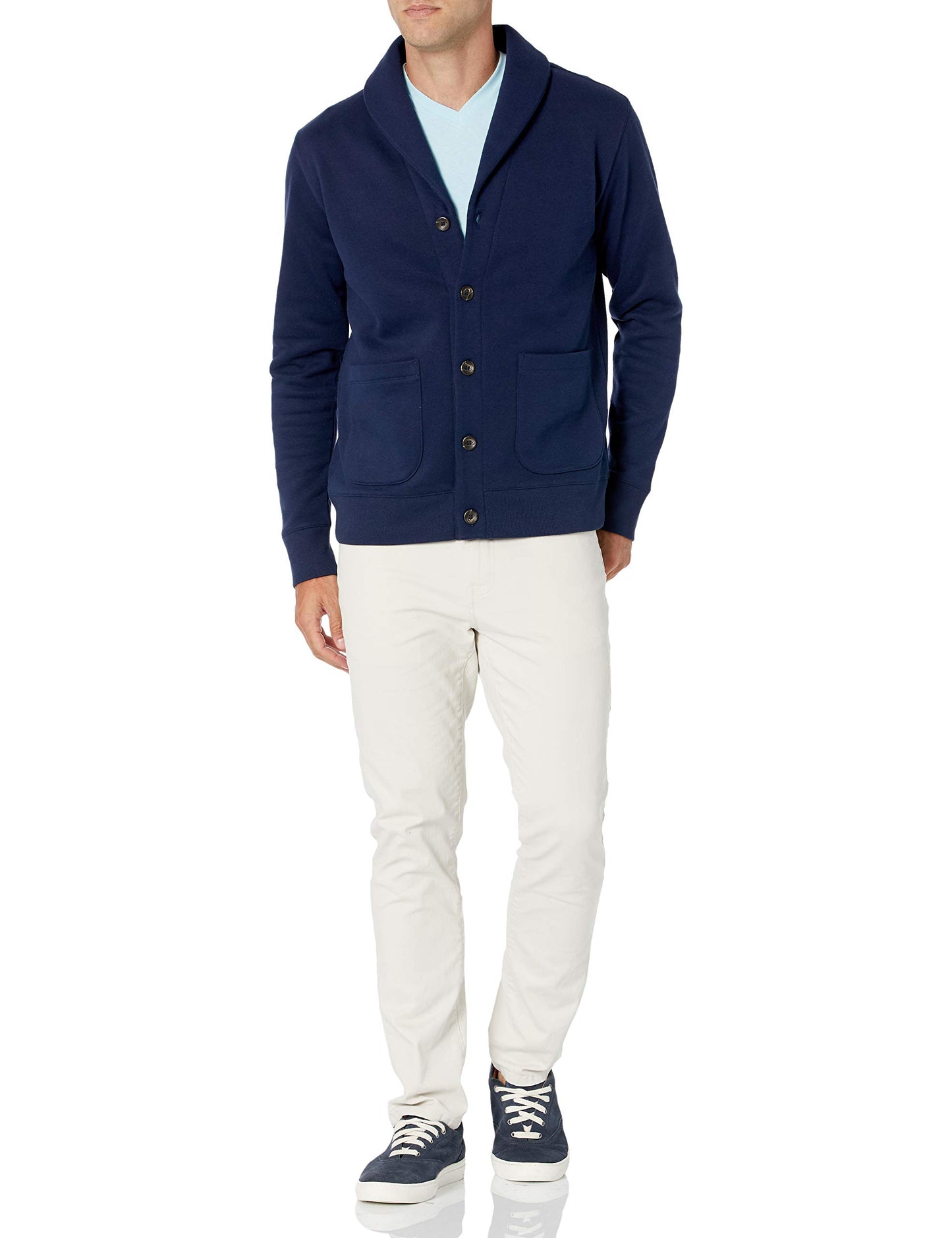 Amazon Essentials Men's Long-Sleeve Fleece Shawl-Collar Cardigan
