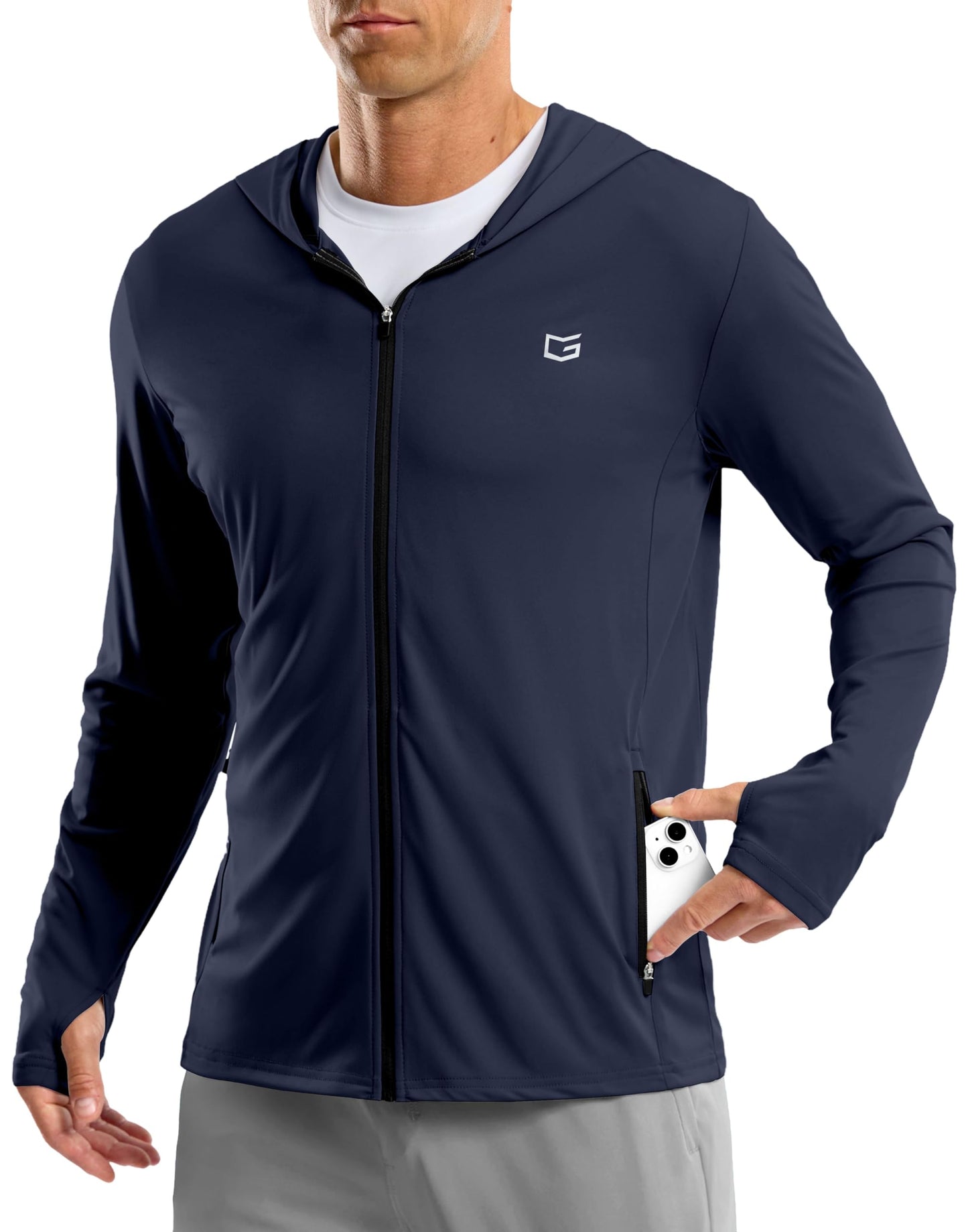 G Gradual Men's UPF 50+ Sun Protection Hoodie Jacket Lightweight Full Zip Hoodies Long Sleeve Shirts for Men Hiking Fishing