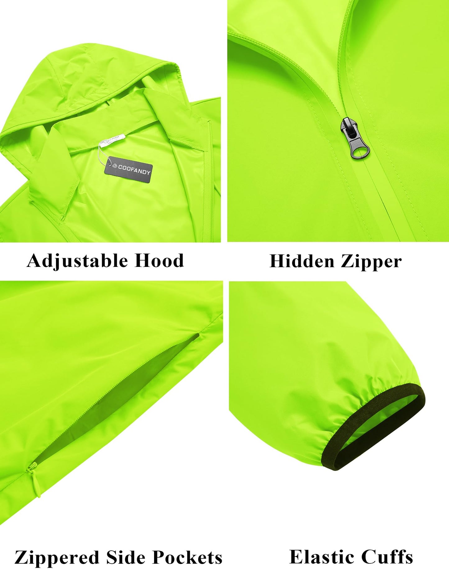 COOFANDY Men's Packable Rain Jacket Lightweight Waterproof Raincoat with Hood Travel Hiking Golf Windbreaker