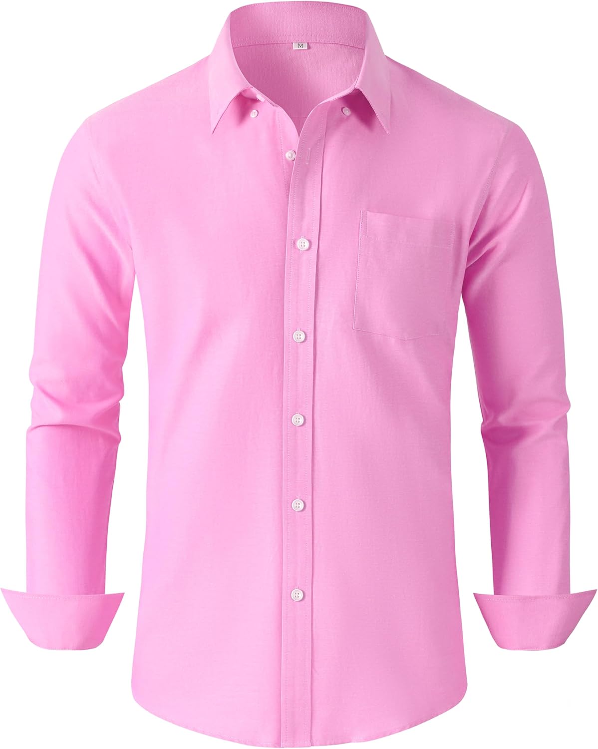Grade 3.5 Wrinkle-Resistant Men's Lightweight Oxford Dress Shirts Long Sleeve Business Casual Pocket Shirt