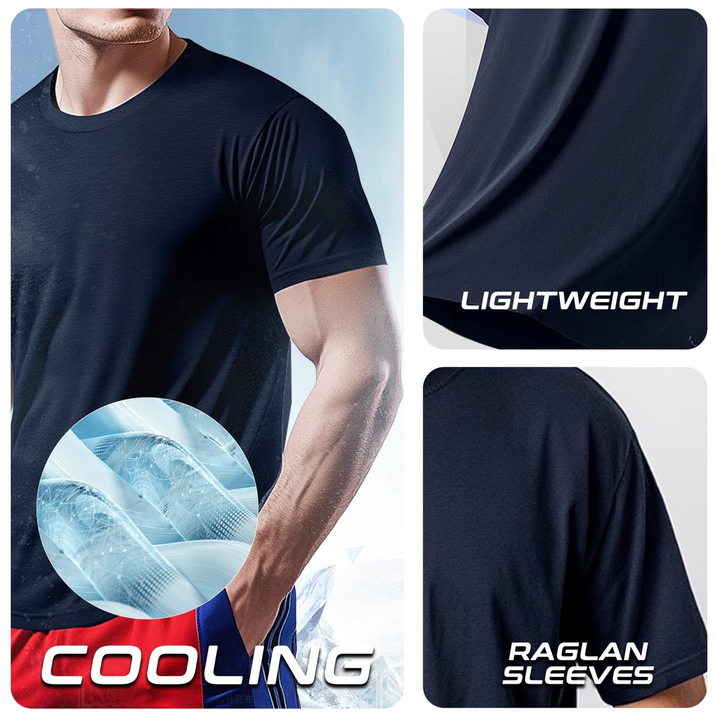 Men's Cooling Workout Shirts Bamboo Viscose Anti Odor Moisture Wicking Athletic Short Sleeve Lightweight Loose Gym Tee