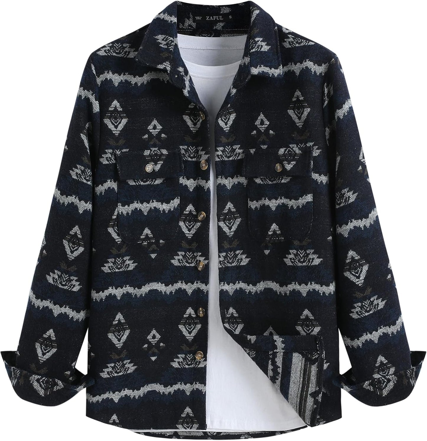 ZAFUL Mens Plaid Shirt,Long Sleeves,Classic Flannel Shirt Button Down Shirt Jacket Tops