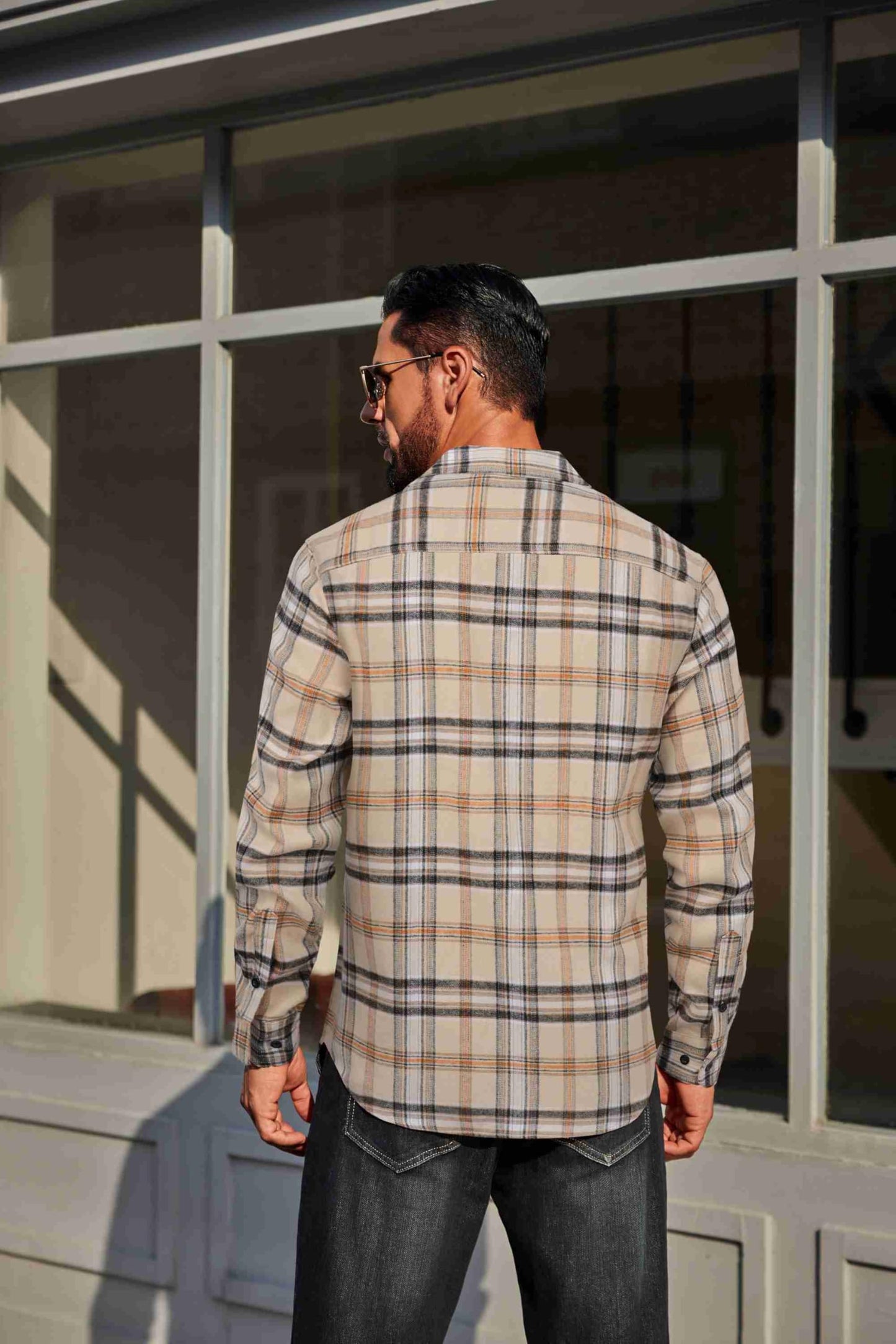 COOFANDY Mens Flannel Plaid Shirts Long Sleeve Casual Button Down Cotton Shirt with Pocket