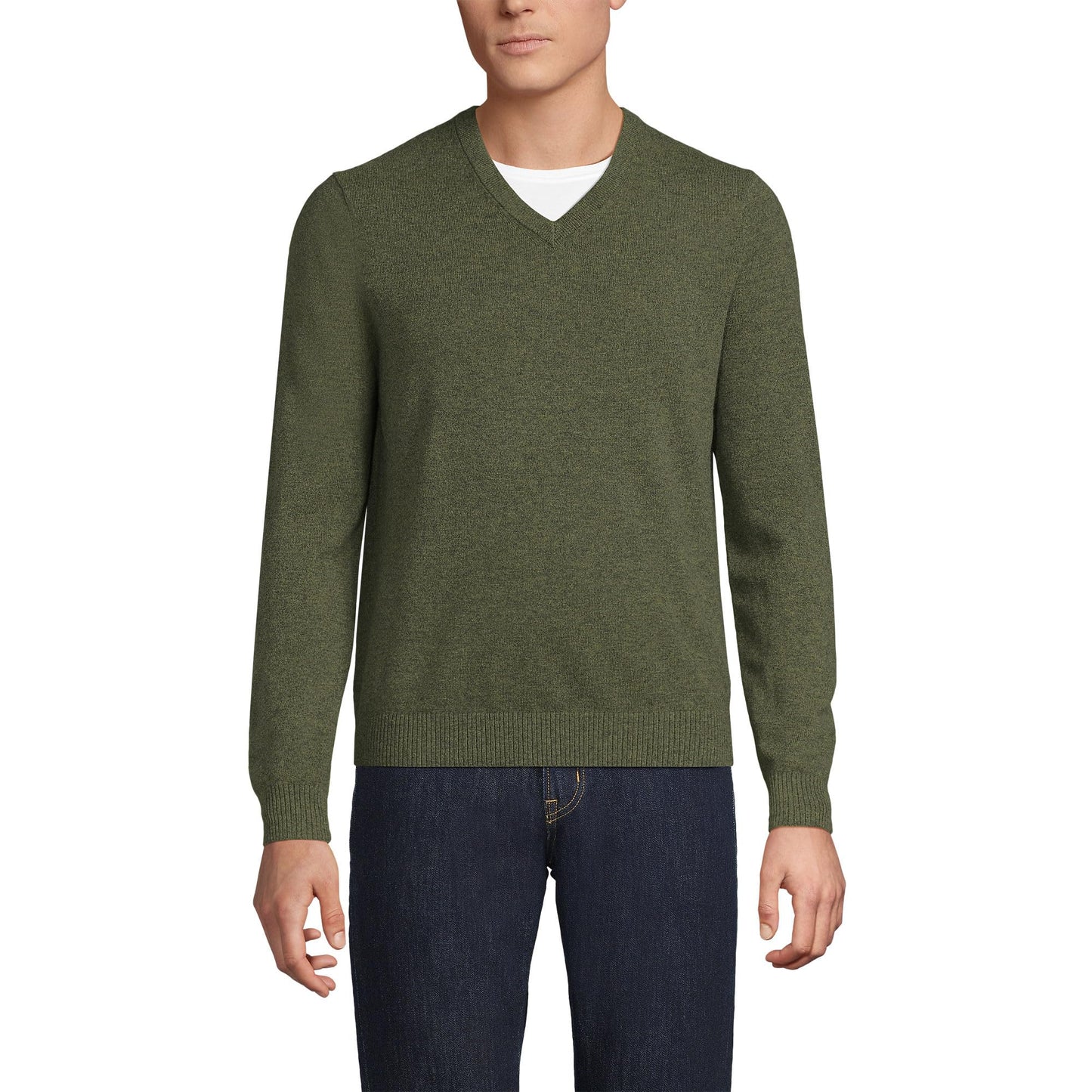 Lands' End Men's Fine Gauge Cashmere V-Neck Sweater