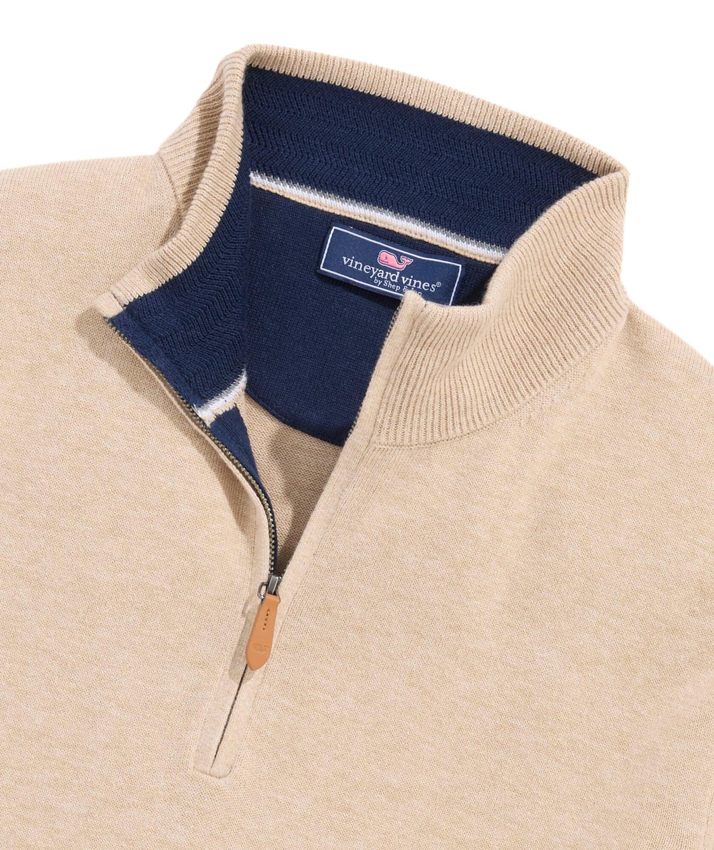 vineyard vines Men's Boathouse Tipped Quarter-Zip Sweater