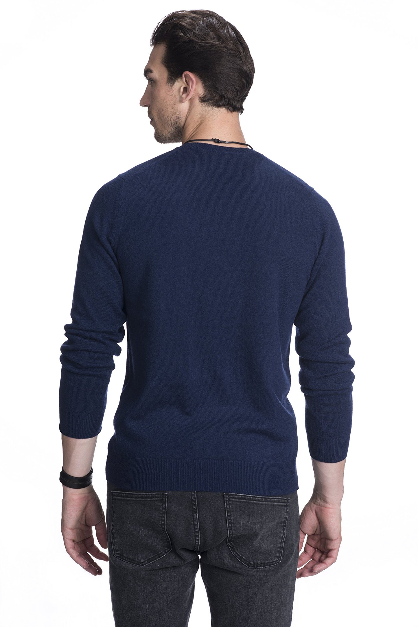 State Cashmere Men's Essential V-Neck Sweater 100% Pure Cashmere Classic Long Sleeve Pullover
