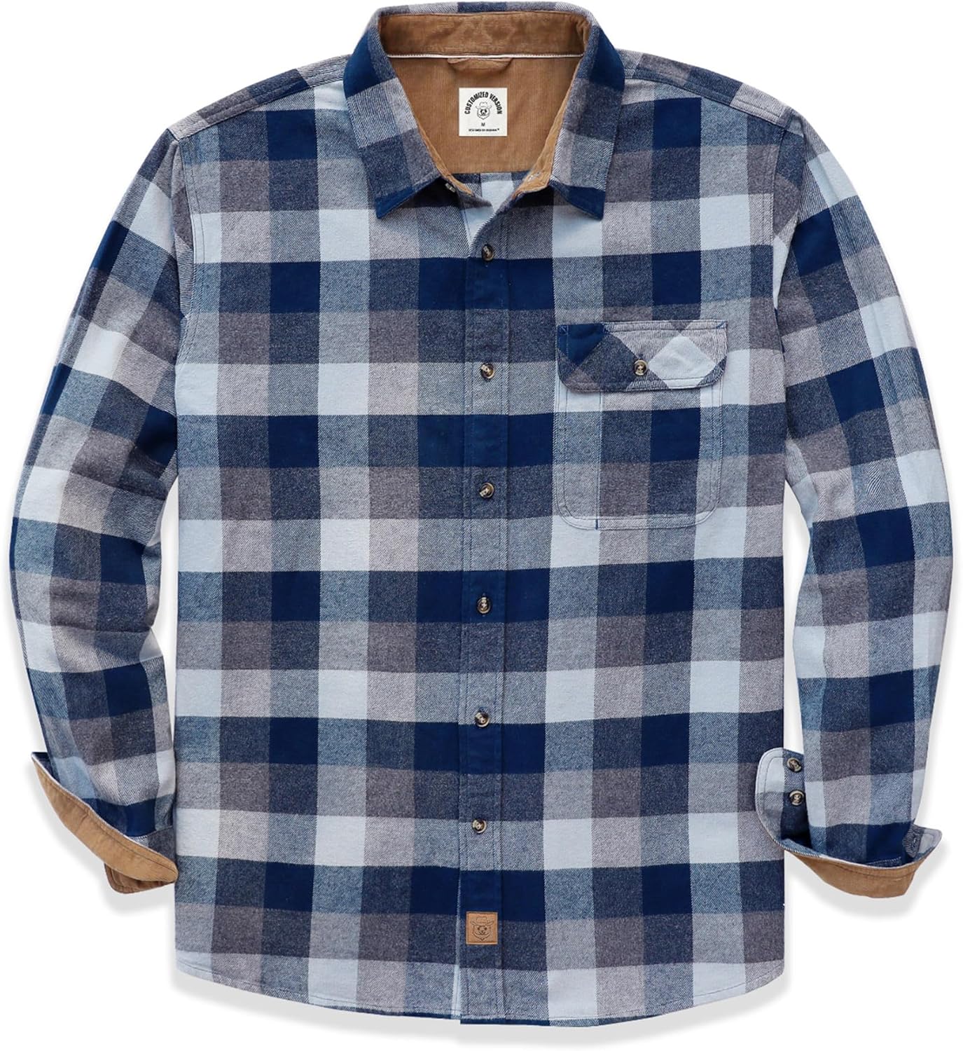 Dubinik® Mens Flannel Shirts Long Sleeve Flannel Shirt for Men Casual Button Down Brushed 100% Cotton Shirt